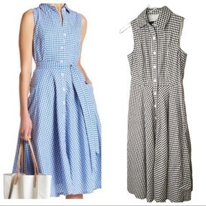 Chetta B Gingham Pin Up Classic MIDI Dress Black White Size 2